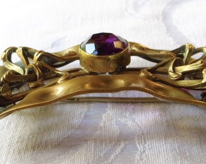 Art Nouveau Sash Pin Amethyst Antique Sash Brooch Art Nouveau Jewelry