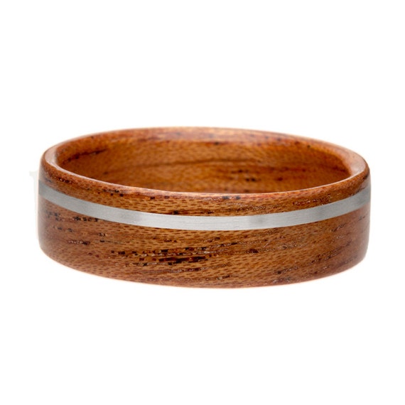 Bentwood Ring - Mahogany with Gold or Silver Inlay Bentwood Wooden Ring