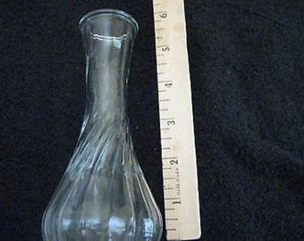 Hoosier Glass Vase 6" Clear Glass Fluted Vintage 4 4064 CL11-17