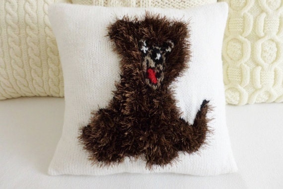 Welpe hund stricken kissen cover kinder bettwäsche 16 x 16