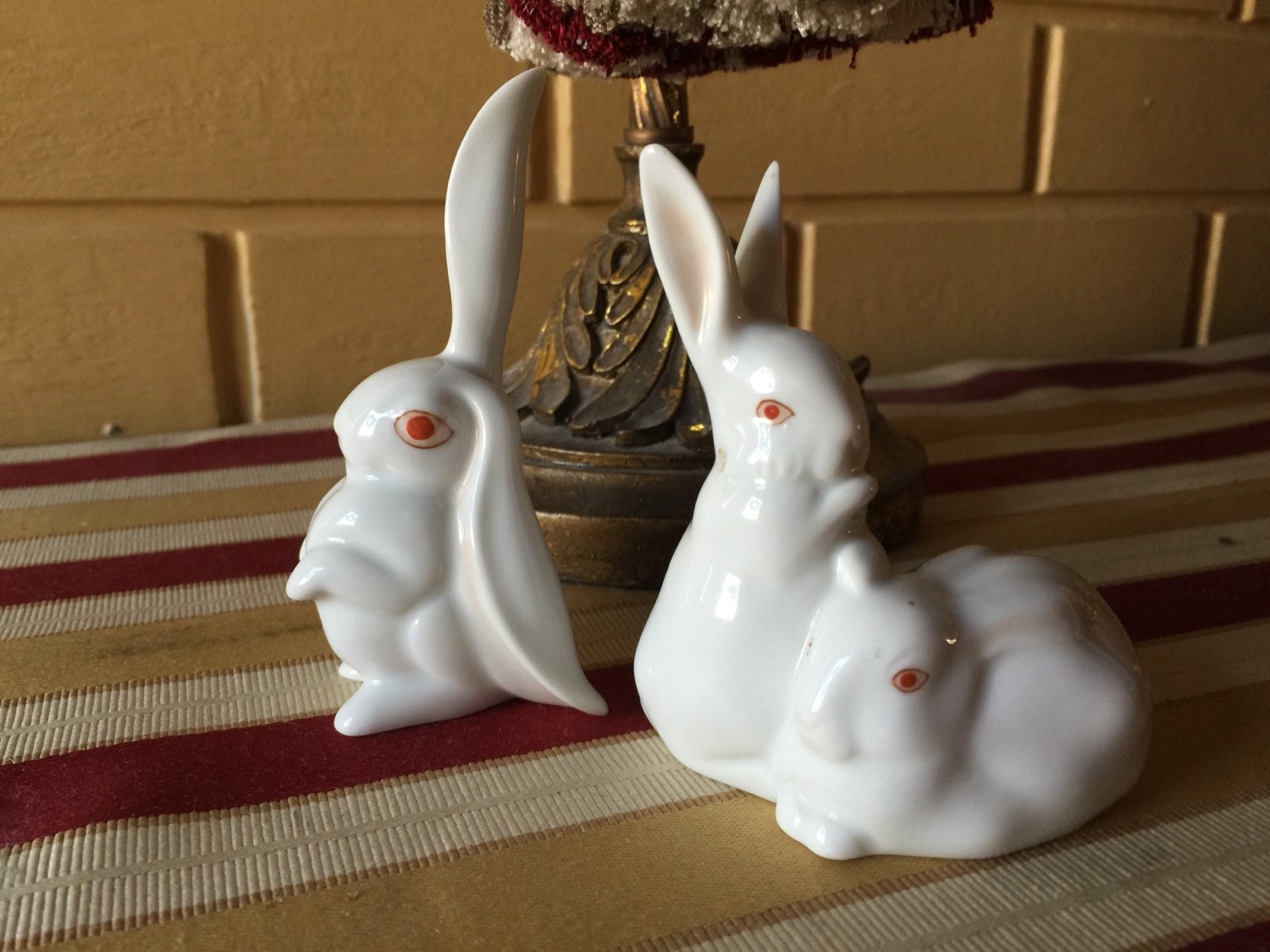 white porcelain rabbits