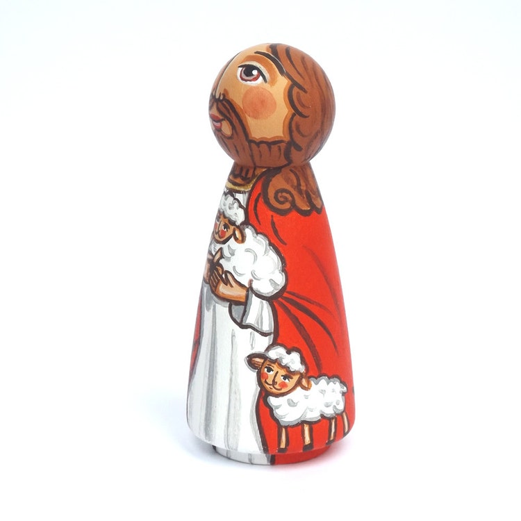 Jesus Good Shepherd doll Jesus figurine Saint by UnderAngelWings