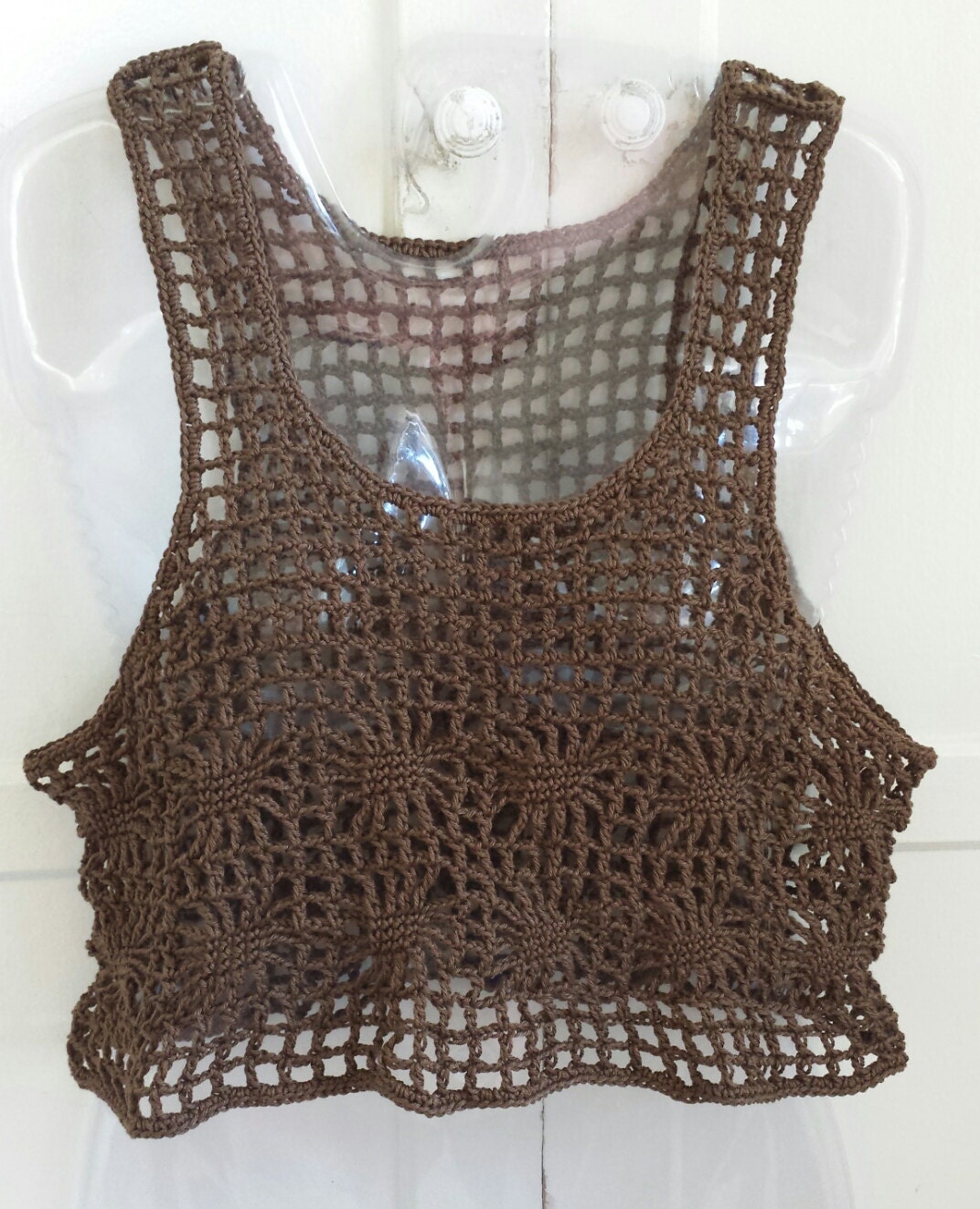 Crochet Tank Top Crop Hippie Boho Style by PatsPeacefulPlace