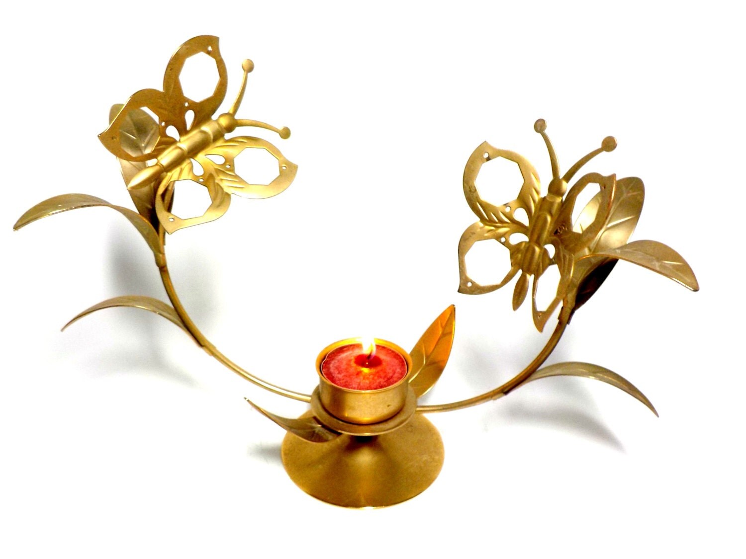 Candle Holder Brass Butterfly Butterflies by TheVintagePorch