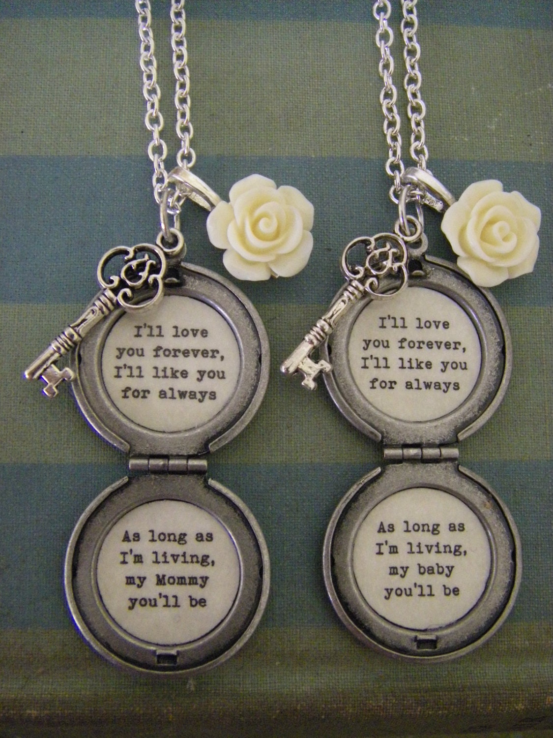 Mother Daughter Locket Set matching necklaces by BellaHopeLockets