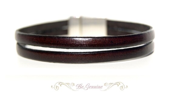 Mens Leather Bracelet Brown Leather Bracelet Simple By Begenuine