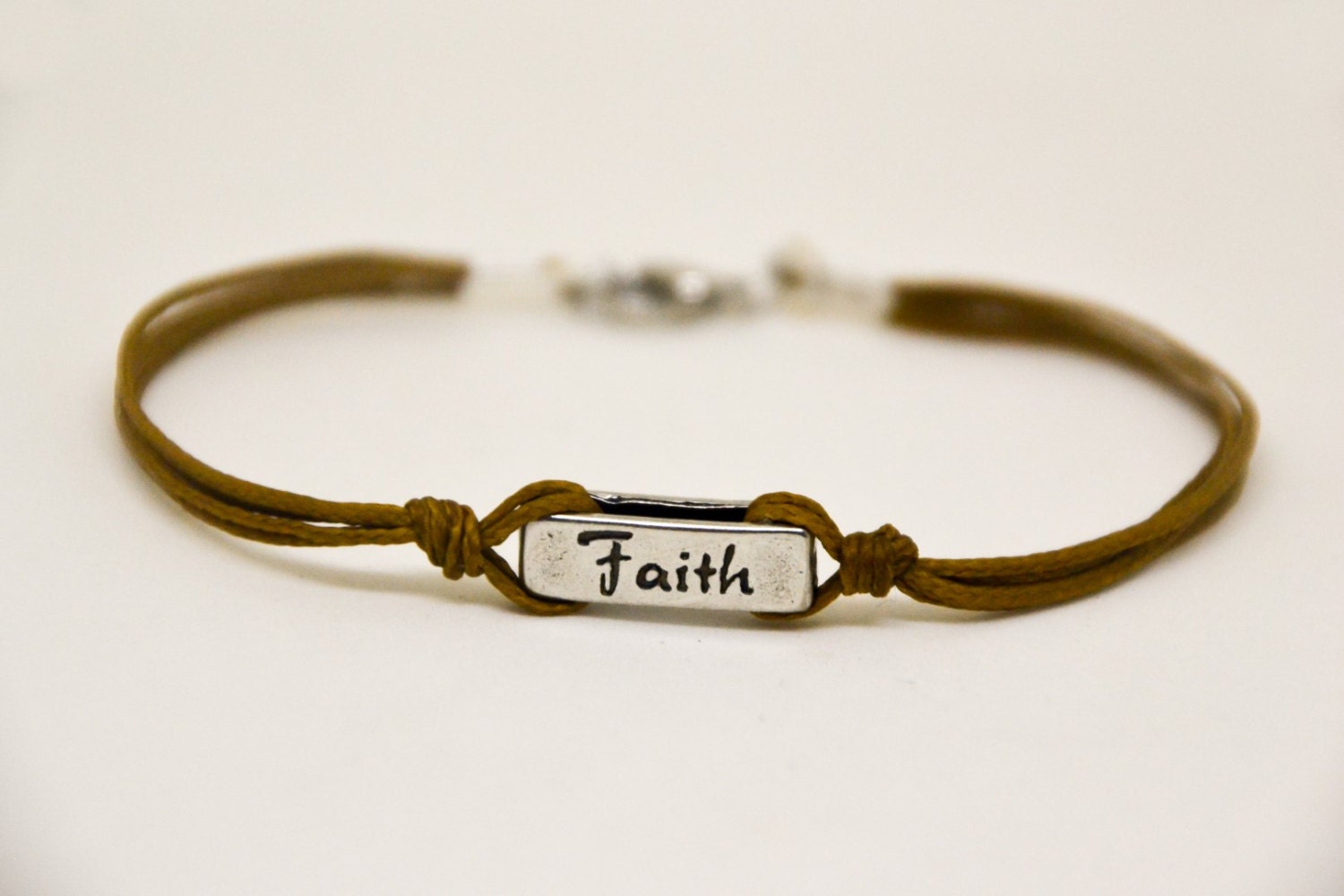 Faith bracelet for men brown cord men's bracelet with a