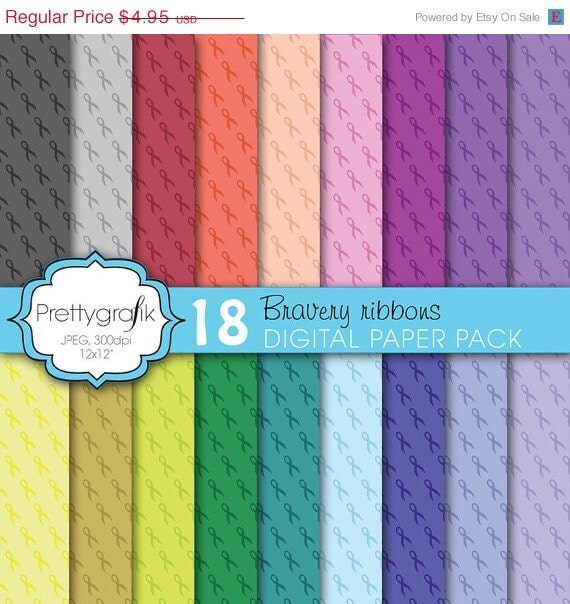 80% OFF SALE cancer ribbon digital paper, commercial use, scrapbook papers, background - PS606 Il_570xn
