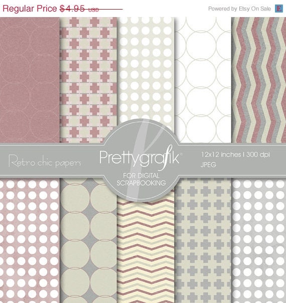 80% OFF SALE Retro Chic digital paper, commercial use, scrapbook papers, background - PS500 Il_570xn