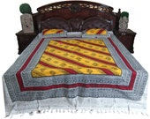 Bedding Bedspreads Authentic Handloom Cotton 100% Handcrafted Yellow Bed Cover