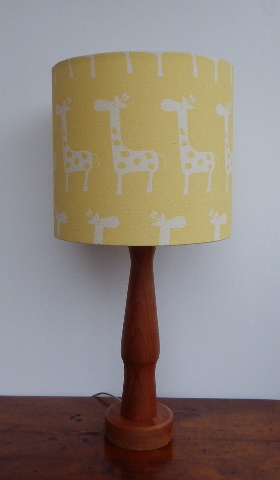 Items similar to Medium Giraffe Drum Lamp Shade Yellow/Natural Giraffes Design Nursery or