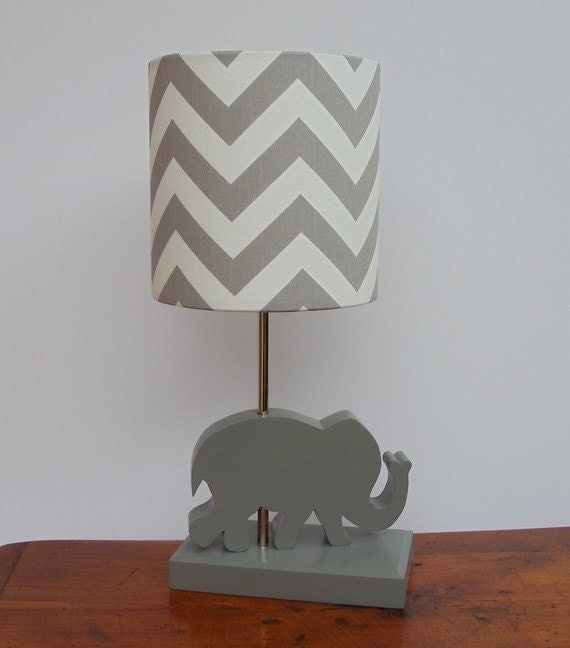 Elephant Lamp Base Handmade Wooden Animal Desk or Table Lamp