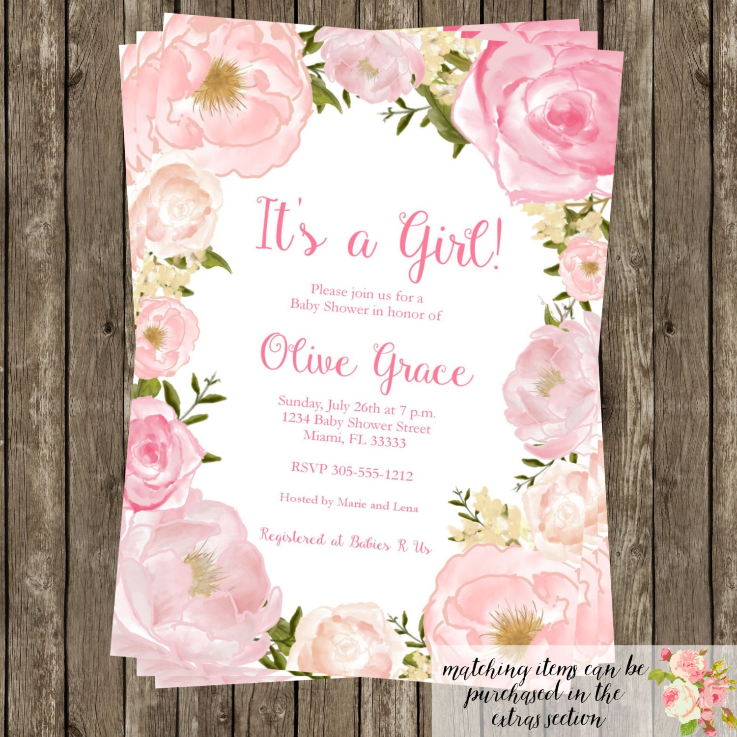 Floral Baby Shower Invitations 1