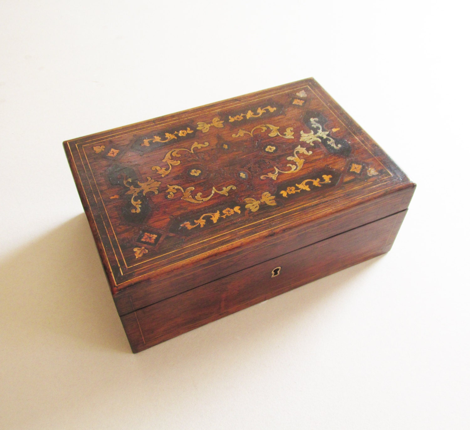 Antique Sewing Box 1800's marquetry by JamesRoadVintage on Etsy