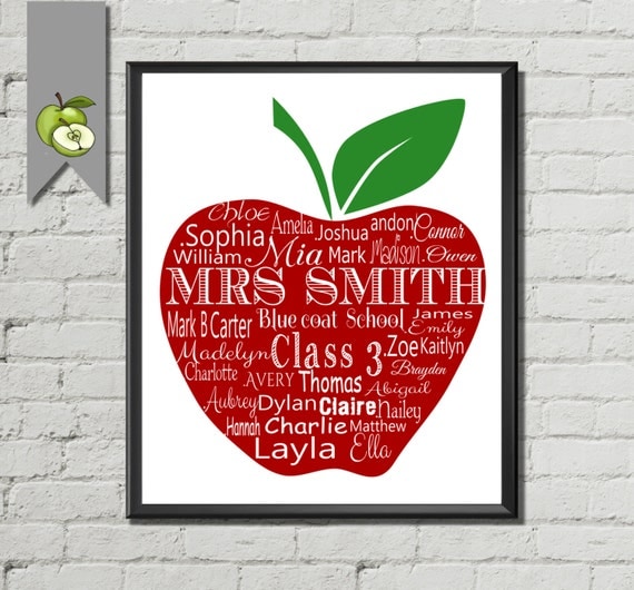 Items similar to Teacher Appreciation gift: Personalised with students ...