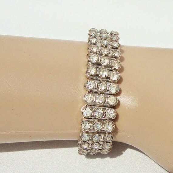 Vintage Expandable Rhinestone Bracelet Made In By Mselizabeths