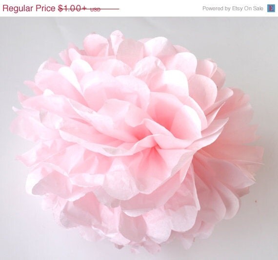 ON SALE 1 High Quality PALE Pink Tissue Pom by PomPomsforParties