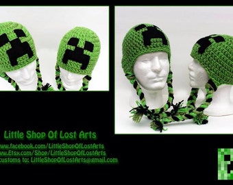 Green thick gamer crochet hat made to order