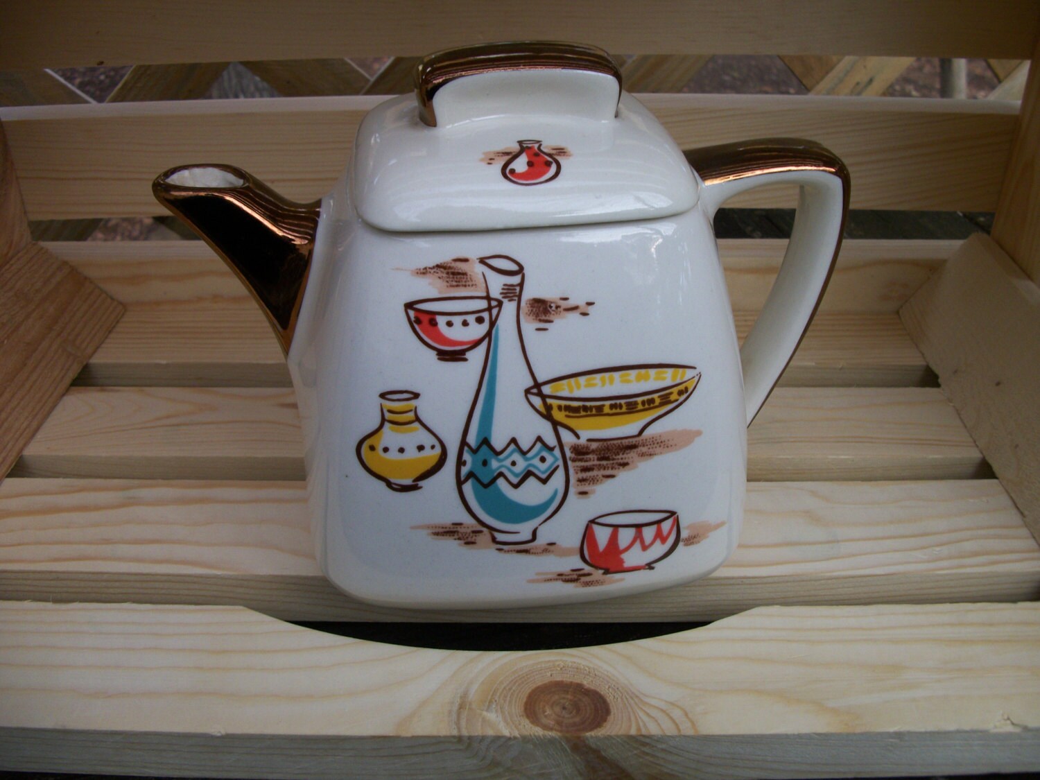 Vintage Stanford Sebring O Eames Era Ceramic Tea Pot with Lid