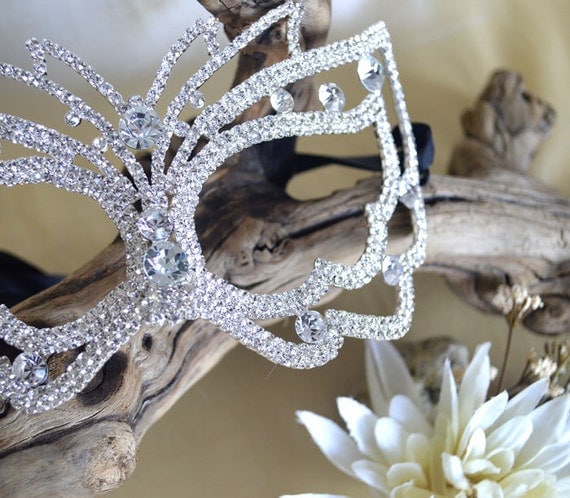 Rhinestone Masquerade Mask - Party Rhinestone Mask