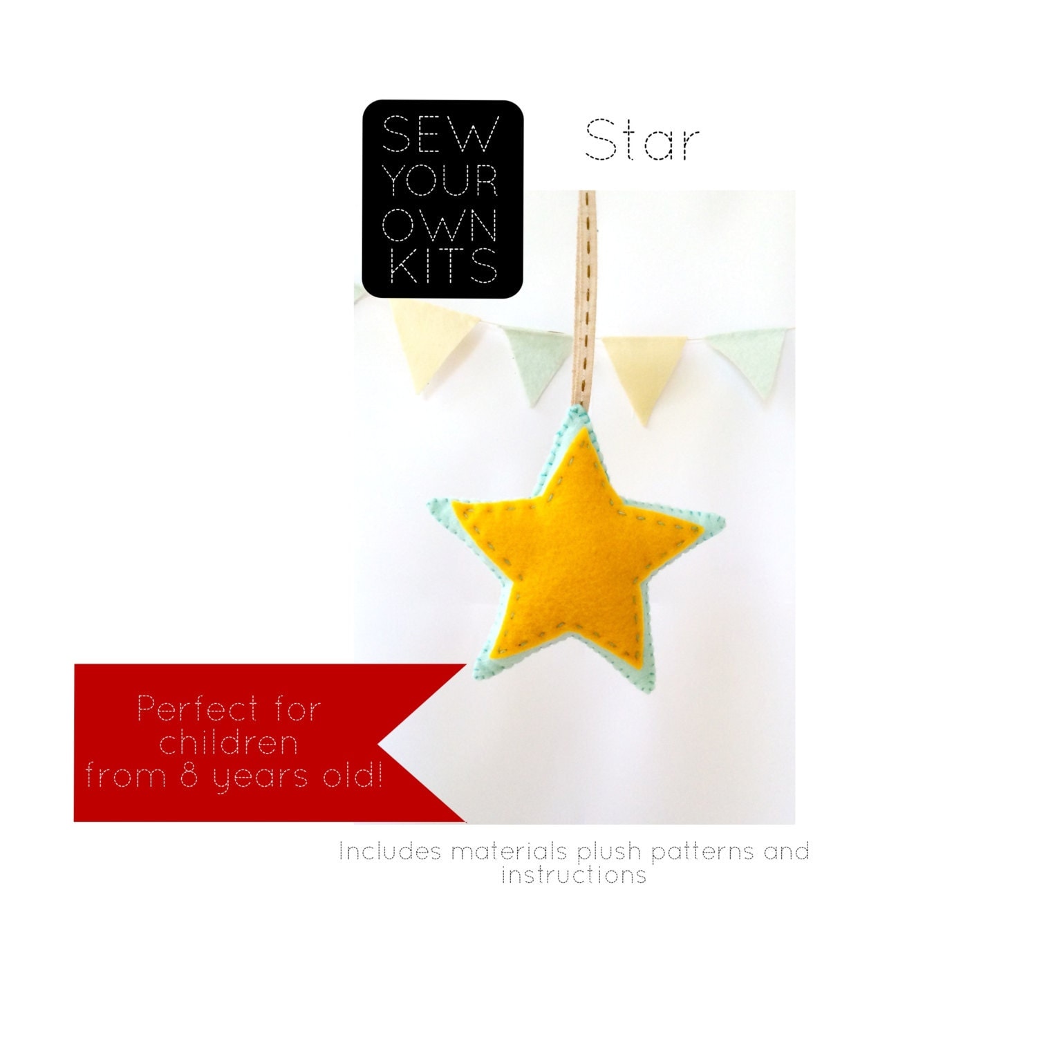 Sew you own kit - Diy kit - star ornament - felt christmas ornament - tree decoration - handmade ornament - unique Christmas gift