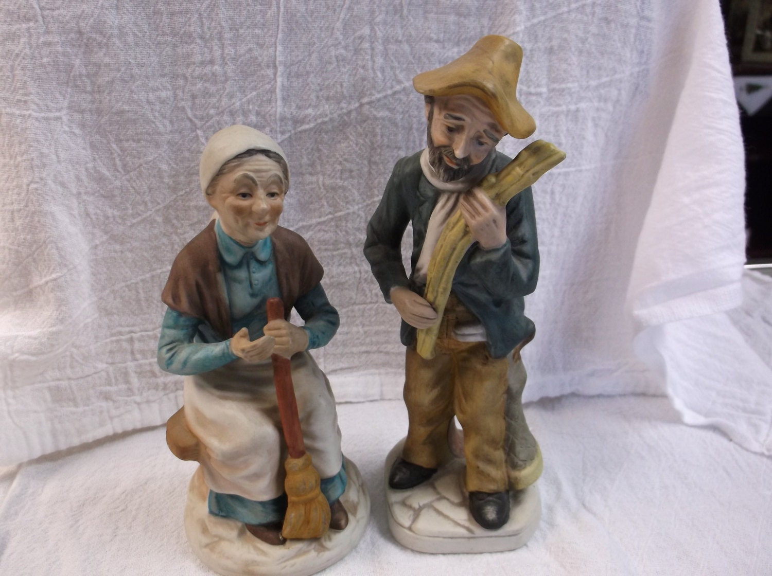 Winter Onederland Invitations: Vintage Old Man And Woman Figurines