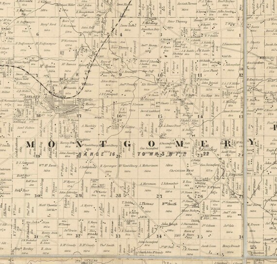 Ashland County Ohio 1861 McDonnell Wall Map Reprint by Oldmap