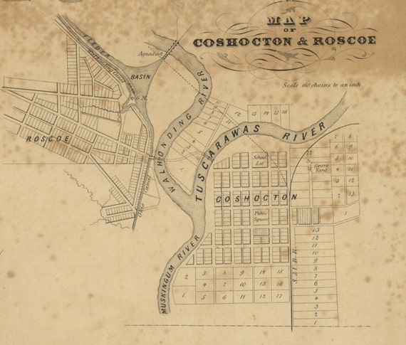 Virginia Ohio 1850 Old Town Map Custom Print Coshocto - vrogue.co