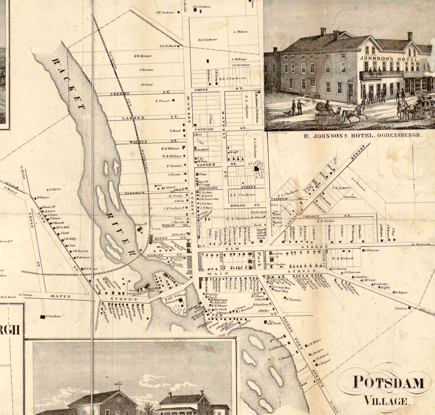 St. Lawrence County New York 1858 Old Wall Map Reprint