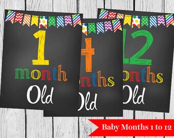 Baby month signs | Etsy