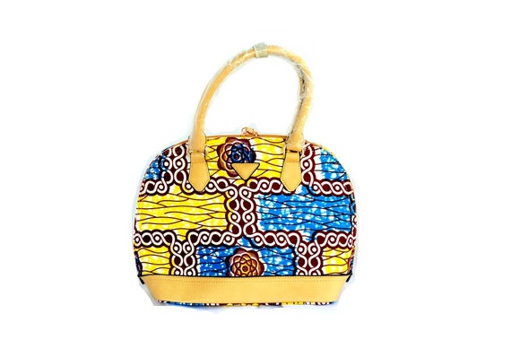 Yellow African Print Tote Bag , African Bag, Ankara Print Tote Bag, Large Tote Bag With Leather Straps,African Print Fabric By Zabba Designs