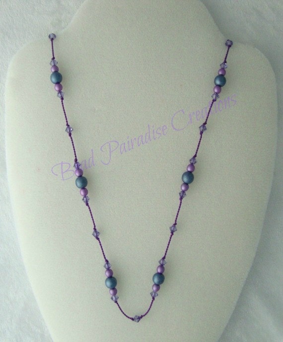 silk for cord necklace Swarovski & Cord Silver Clasp Satin Silk On Crystals Filled Druks,