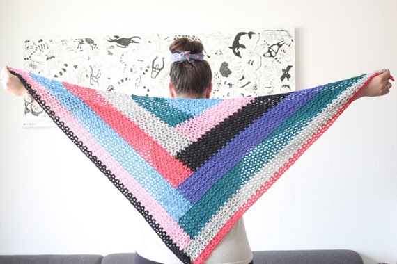 Download Color Block Shawl crochet pdf pattern INSTANT DOWNLOADq