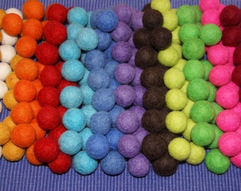 Felt Balls, Felt Beads, Pom Poms, Wool Beads , Color 12bright colors, Sizes 1.0 cm, 1.5 cm, 2.0 cm, 2.5 cm,