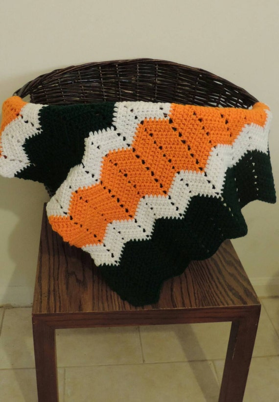 Miami Hurricane Inspired Crochet Chevron by simpletreasuress
