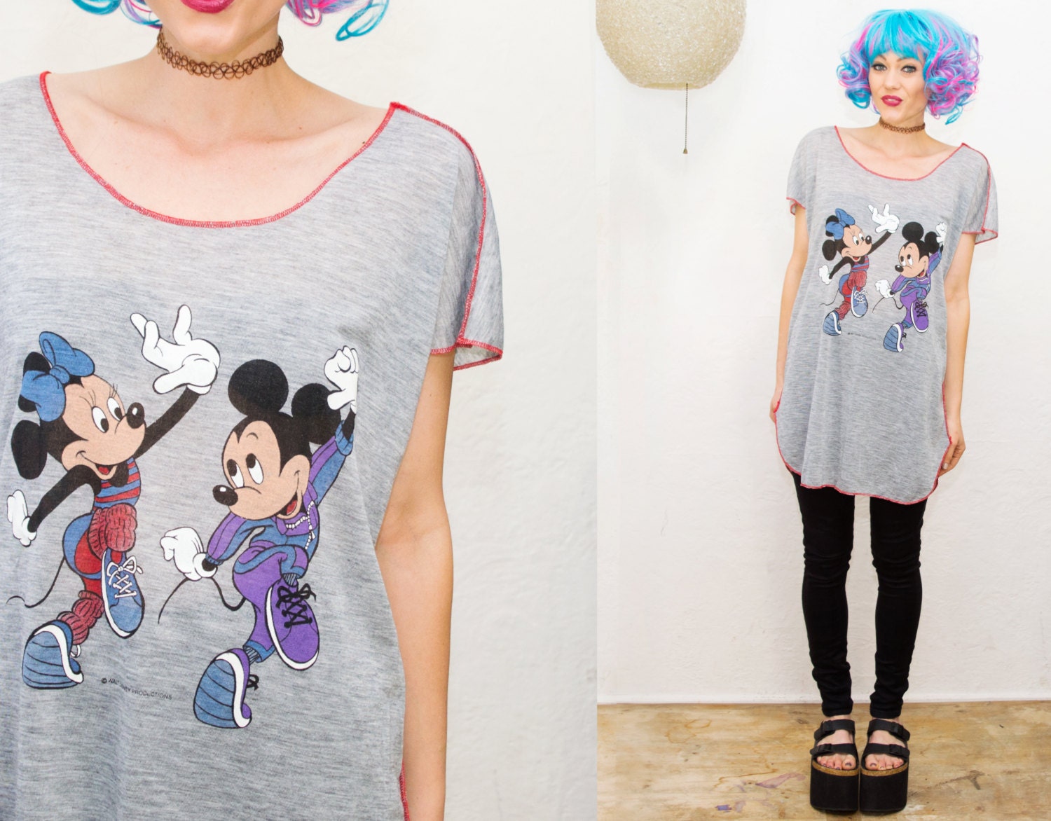 VTG Mickey Mouse Dance Workout Long Oversized Tshirt Soft