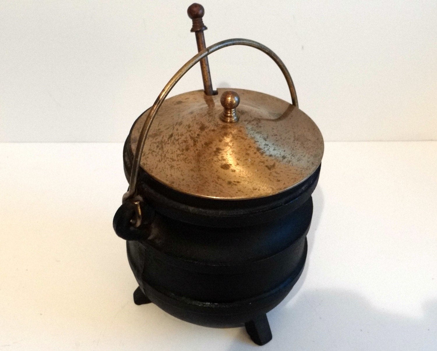 Vintage Cast Iron and Brass Fire Starter Cauldron Pot Smudge