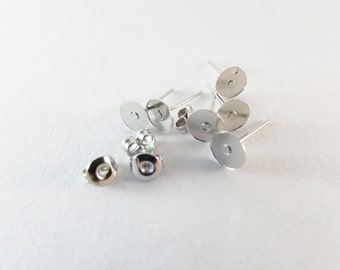 D-00271 - 20 Ear stud bases nickel color 6mm nickel free