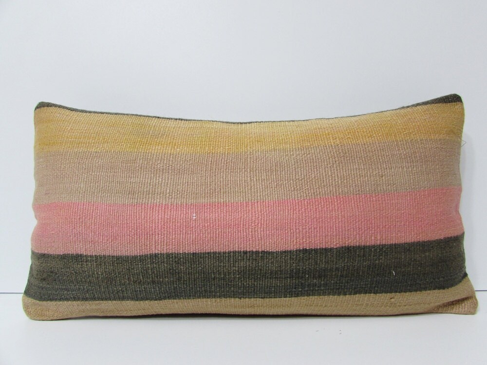 pink pillow striped throw pillow pink lumbar pillow pink
