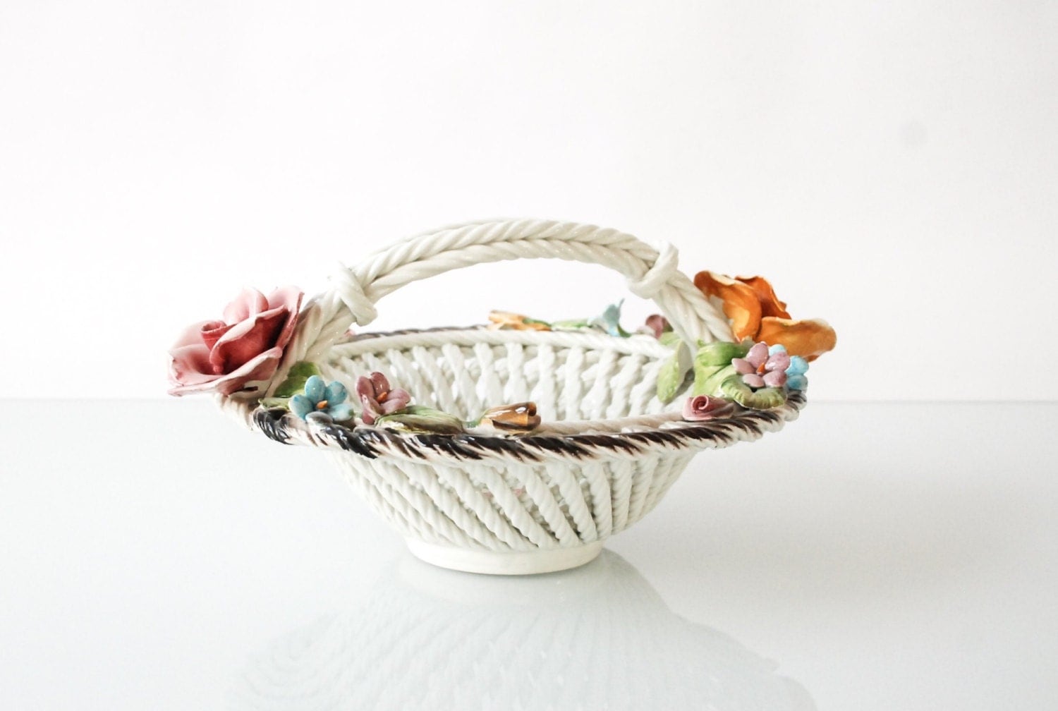 capodimonte porcelain basket porcelain centerpiece