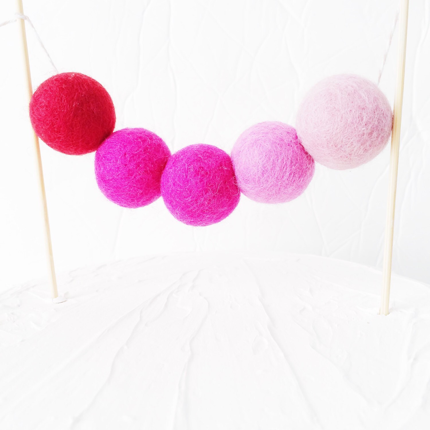 Pink Ombre Wool Ball Cake Topper Customizable by GlamFeteByBri