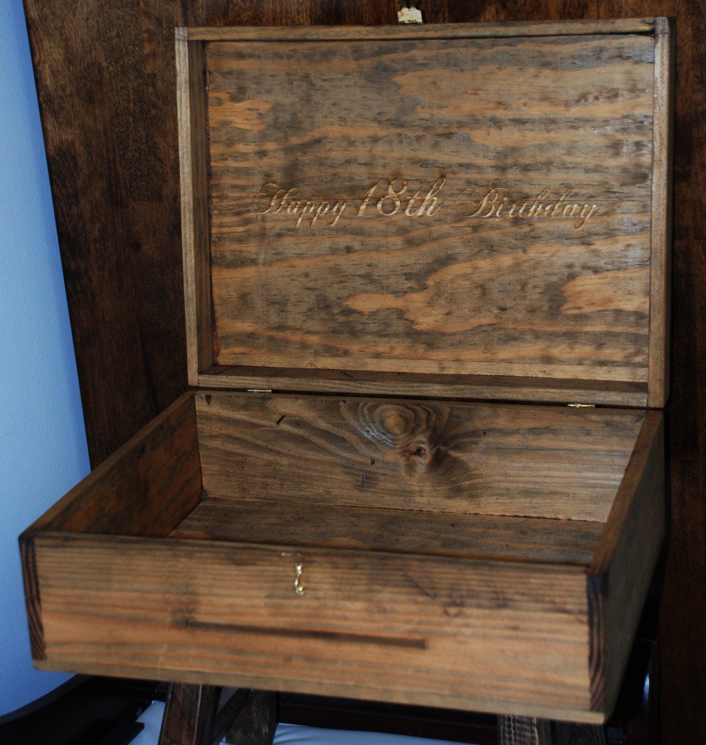 Rustic Wedding Card lock Box Personalized Engraved With Your