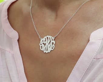 Large Monogram necklace 2 inch by MonogramPersonalized on Etsy