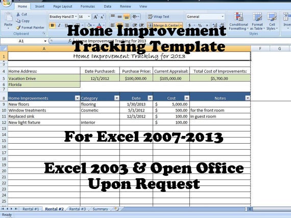 home improvement project planner template