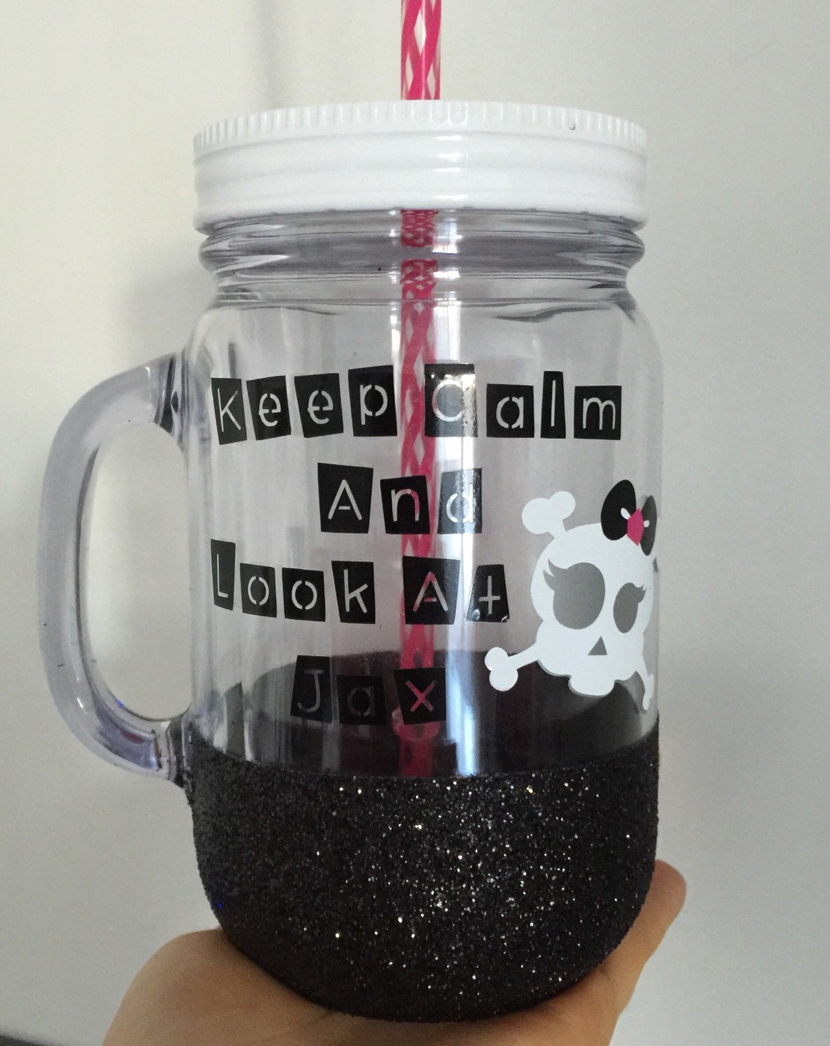 Custom Glittered Acrylic Mason Jar Tumbler// by TheGlitteredPeaPod