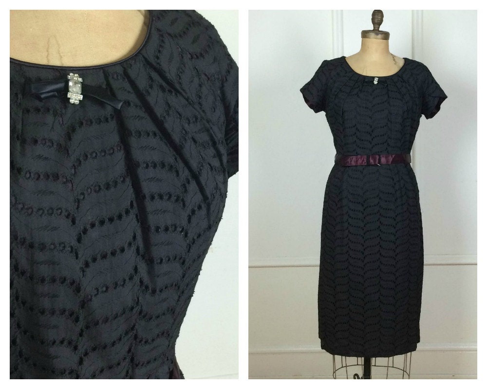 Vintage 1950's Dress 50s Dress Little Black by KayDoveVintage