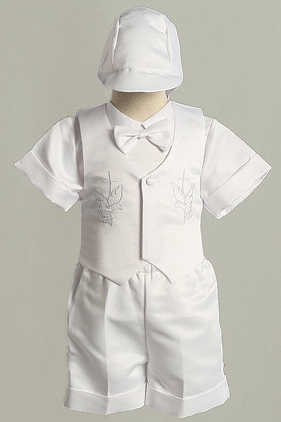 0-24 Months Boy Baptism Christening Outfit White by EsraBoutique