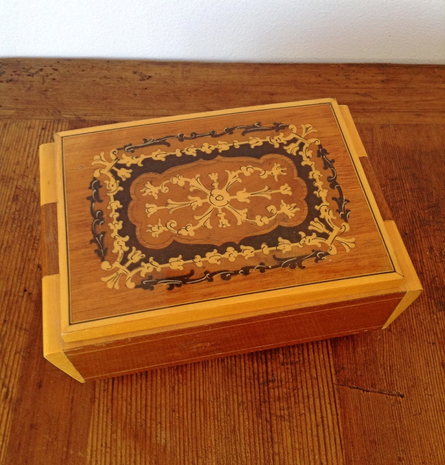 Vintage 60’s Wooden Table Top Jewelry Box Haute Juice