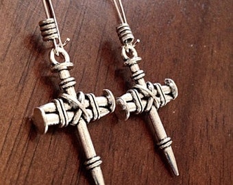 Earrings, Christian Earrings, Cross Earrings, Bridesmaids Earrings, Cowgirl Earrings, Silver Cross Earrings, Christian Earrings