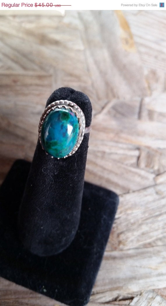 Spring Sale Vintage Signed DW SS Native american mexican Indian tribal Zuni Kuchi Zoisite sterling silver ring